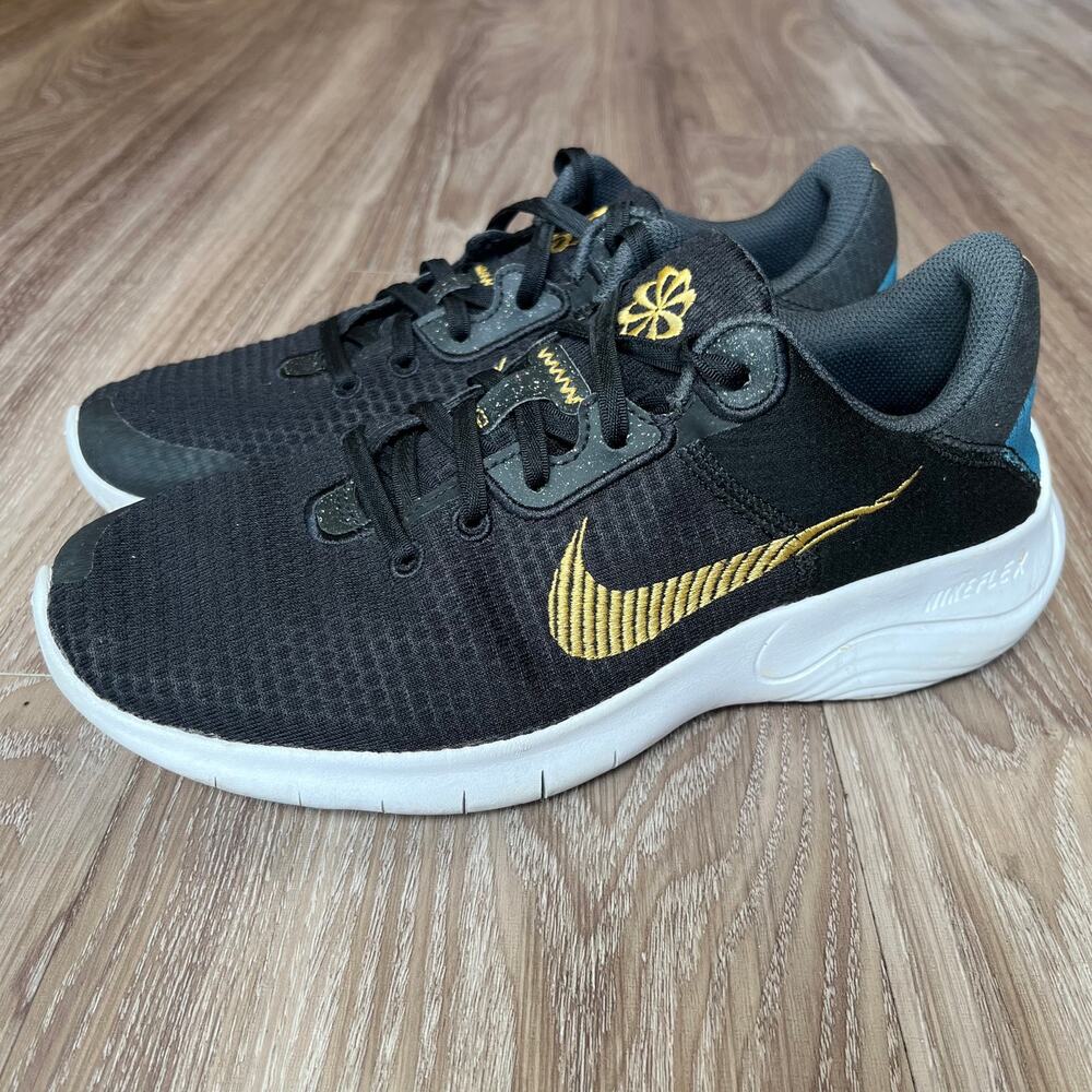 Nike Flex Experience Run 11 Next Nature Women's Size 9 Black/Gold Running Shoes